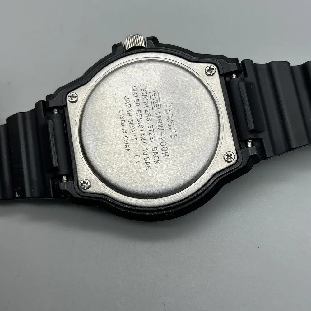 Casio 5125 MRW-200H Mens Watch 43mm Black Dial Day Date Resin 100m